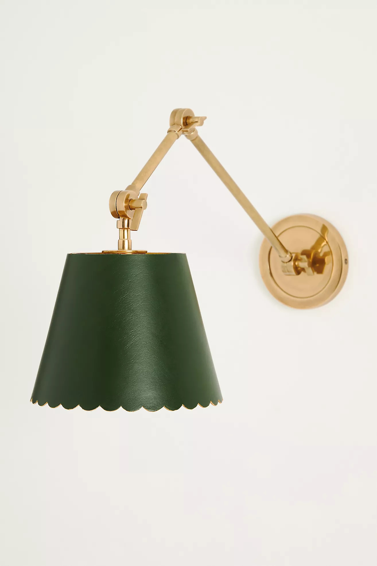 Roberta Scalloped Leather Task Sconce | Anthropologie (US)