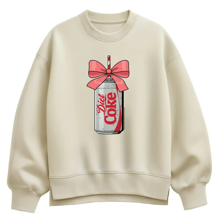 Coca-Cola - Bow Diet Coke - Ladies Oversized Fleece Crew Sweatshirt | Walmart (US)