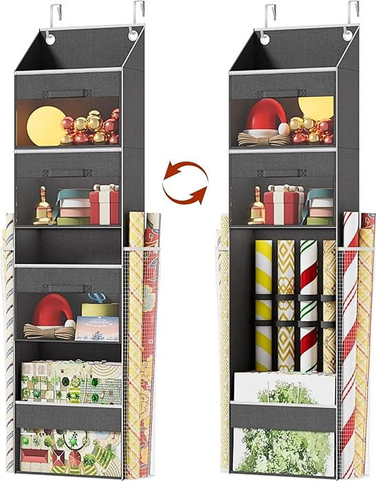 Over Door Wrapping Paper Organizer Storage with 3 Removable Drawers & Side Pockets – Dual Use D... | Amazon (US)