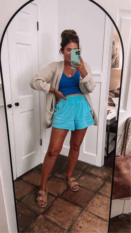 Comfy summer ootd/ work from home outfit

Shorts- size small on sale for $25
Longline bralette- size medium on sale 40% off

Cardigan- size medium $49
Sandals- tts only $29.99

Save 20% off your jewelry purchase from narrative with my code  DELPHA20

#LTKSaleAlert #LTKOver40 #LTKFindsUnder50