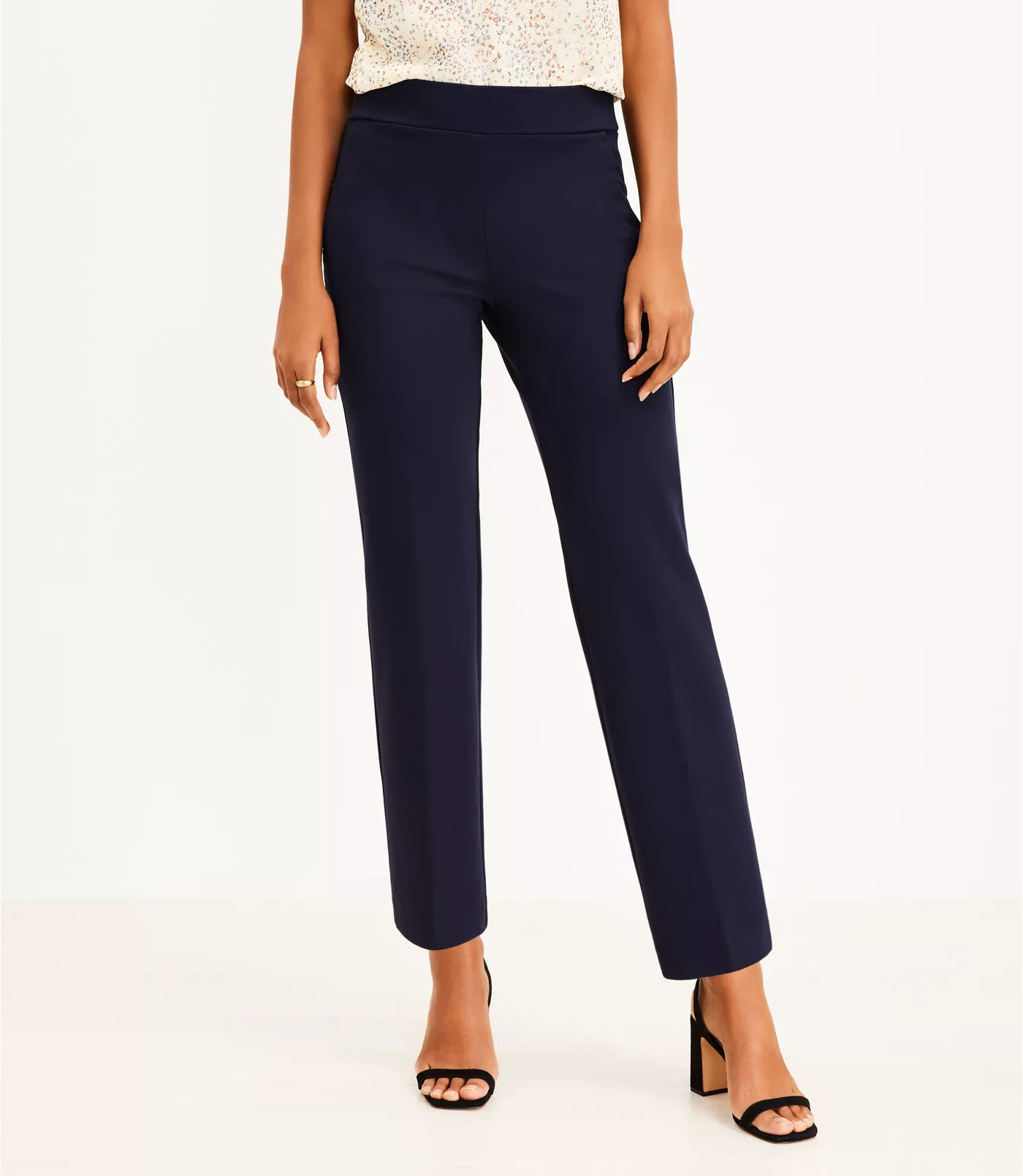 Petite Pull On Straight Pants in Ponte | LOFT