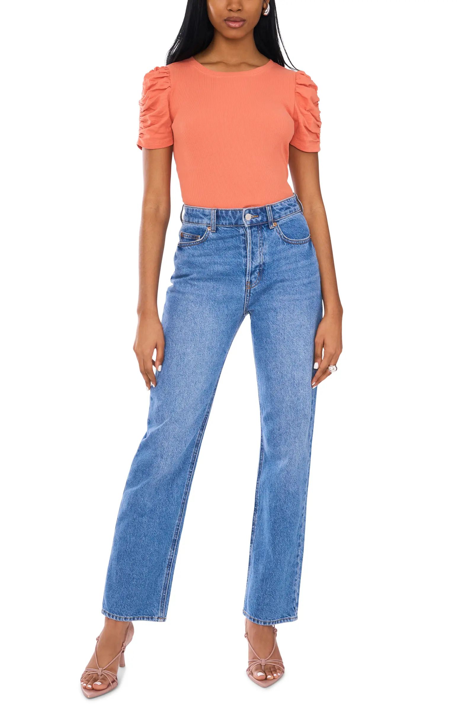 Puff Sleeve Rib T-Shirt | Nordstrom