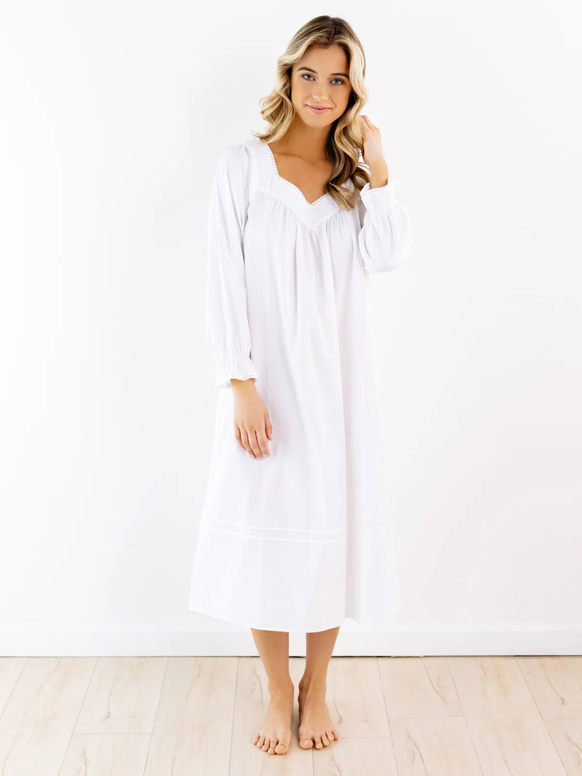 Adelaide White Cotton Nightgown | Jacaranda Living