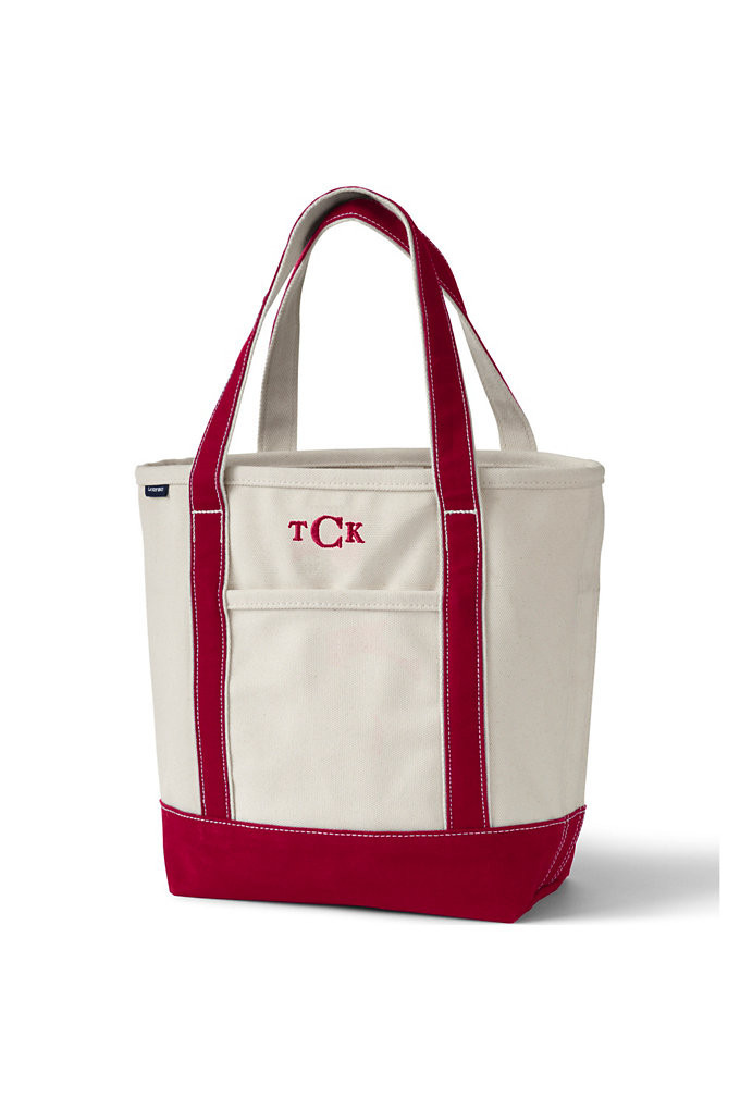 Medium 5 Pocket Open Top Canvas Tote Bag - Lands' End - Ivory | Lands' End (US)