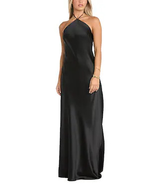 Morgan Co. Satin Halter Neck Long Dress - M | Dillard's
