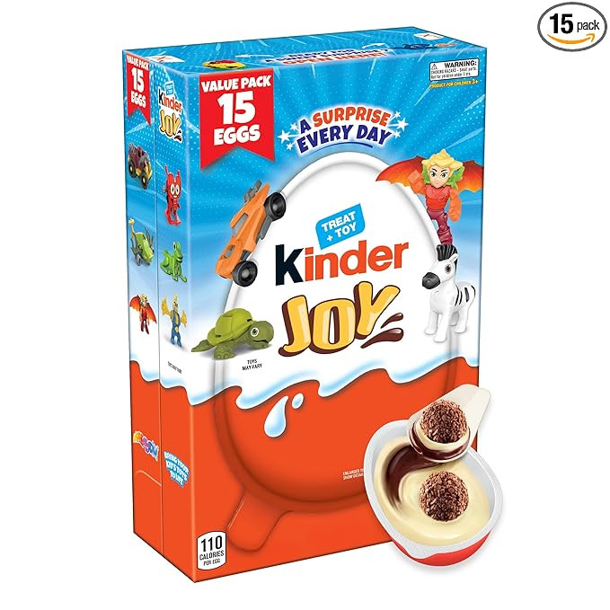 Kinder Joy Eggs, Treat Plus Toy, Chocolatey Wafer Bites, Individually Wrapped, 15 Count, 10.5 oz | Amazon (US)