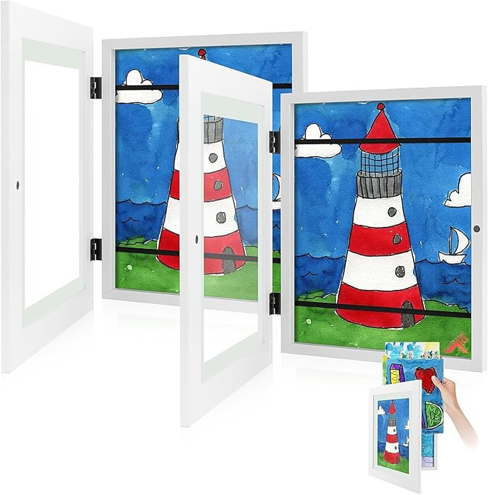 2 Pack 8.5x11 Front-Opening Kids Artwork Frames Changeable (White) | Amazon (US)