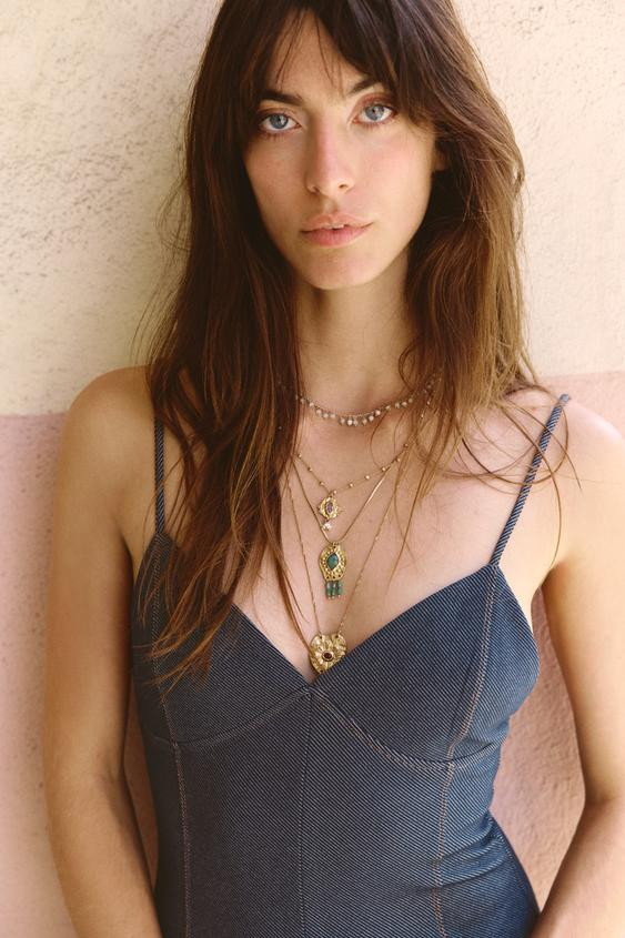 PACK OF 4 BEADED MEDALLION NECKLACES | Zara UK