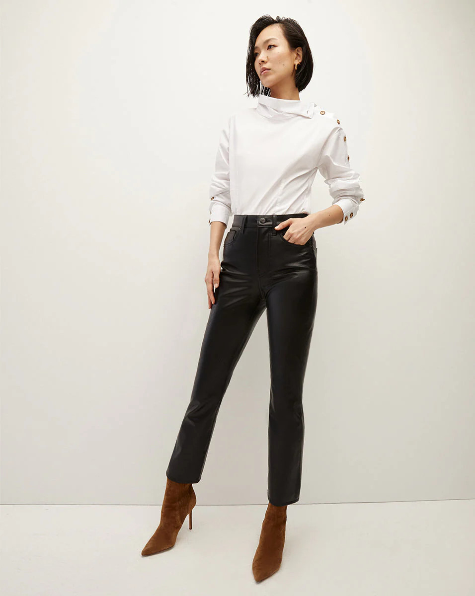Carly Vegan Leather Kick-Flare Pant | Veronica Beard