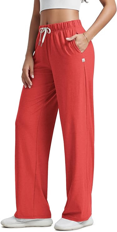 ODODOS Women's Straight Leg Pants Ultra Soft Stratum Tech Relaxed Casual Pajama Lounge Pants with... | Amazon (US)