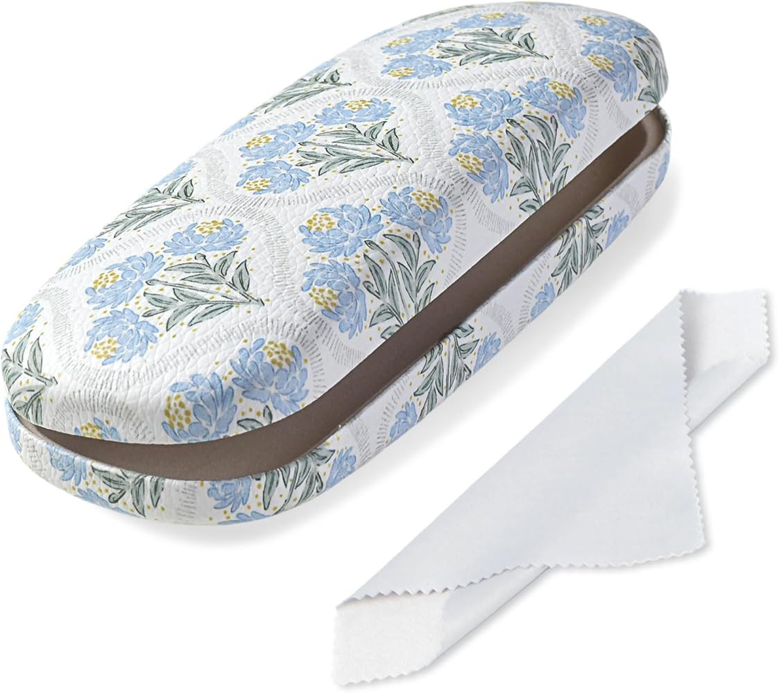 Glasses Case Hard Shell, Leather Protective Case for Sunglasses with Cleaning Cloth, Cute Eyeglas... | Amazon (US)