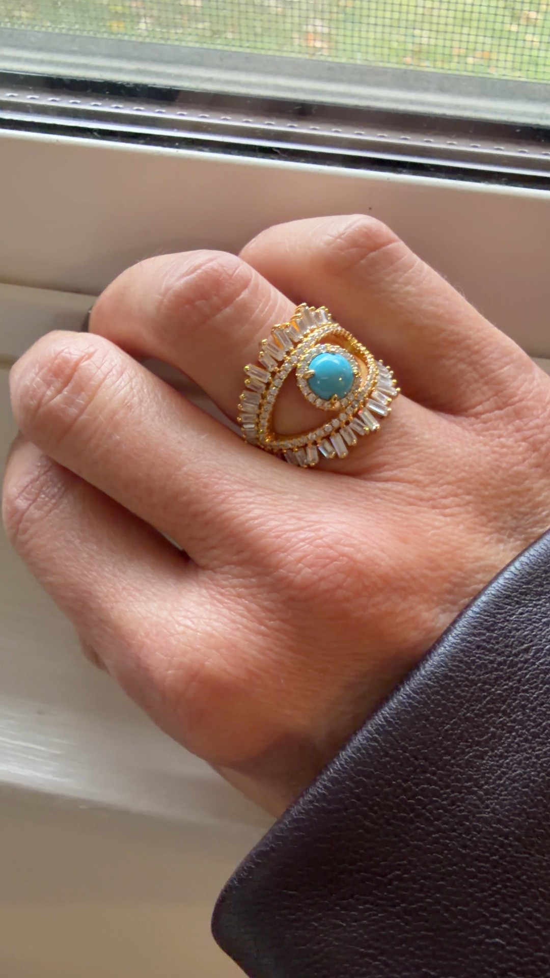 Evil eye gold ring - amazing!
Brown oxblood leather trench jacket is truly timeless 



#LTKOver40 #LTKootd #LTKgrwm