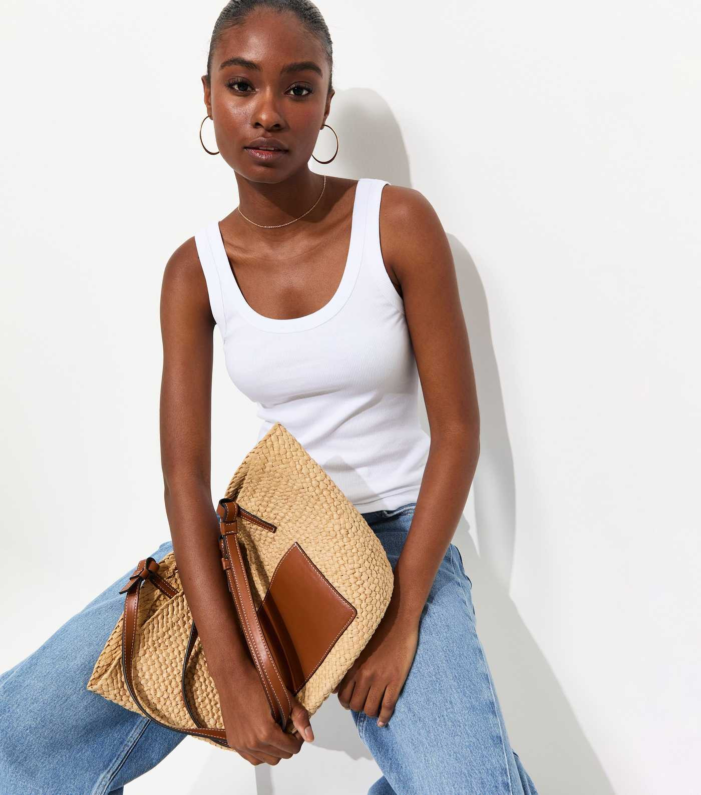 White Cotton Rich Scoop Neck Vest Top | New Look | New Look (UK)