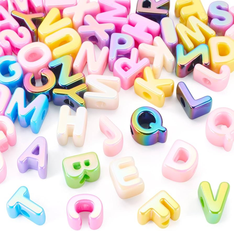 Cheriswelry 52Pcs Acrylic Letter Beads Alphabet Loose Spacer Bead Large Hole European Slide Brace... | Amazon (US)