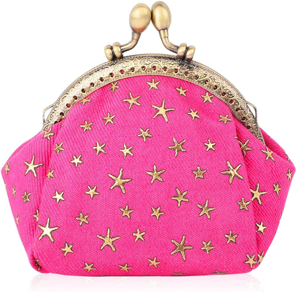 Five-Pointed Star Coin Purse Denim Change Pouch Wallets Buckle with Kisslock Clasp Coin Holder Cl... | Amazon (US)