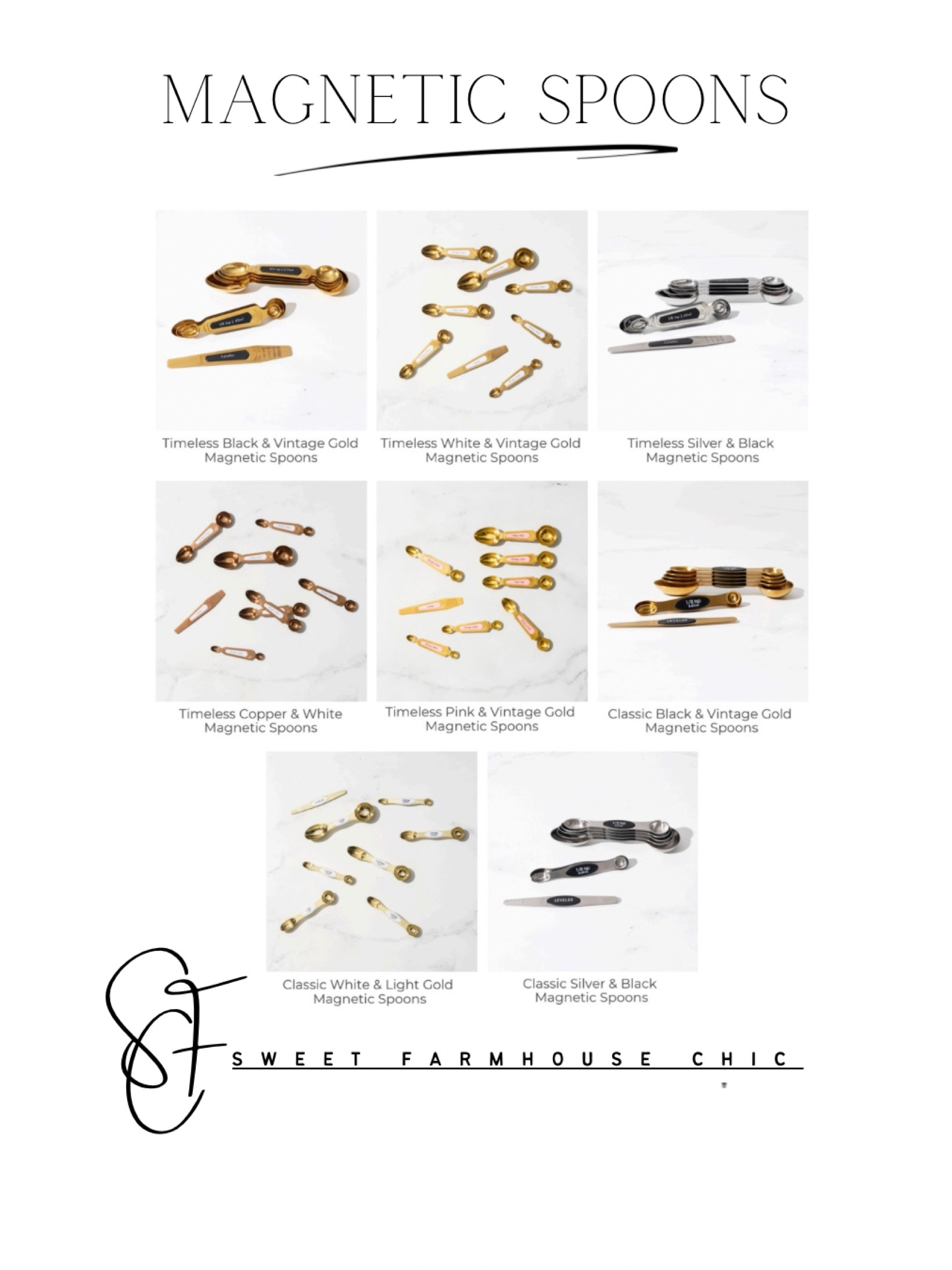 Styled Settings Magnetic Spoons

Gold & black, Gold & white, Silver & black, Copper & white, Link & gold

#LTKSaleAlert #LTKGiftGuide #LTKxPrimeDay