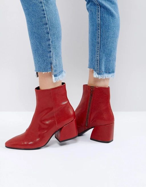 Vagabond Olivia Cherry Red Leather Ankle Boots | ASOS UK
