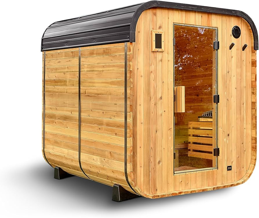 Backyard Discovery Lennon 4-6 Person Traditional Cedar Outdoor Cube Sauna with Electric Sauna Hea... | Amazon (US)