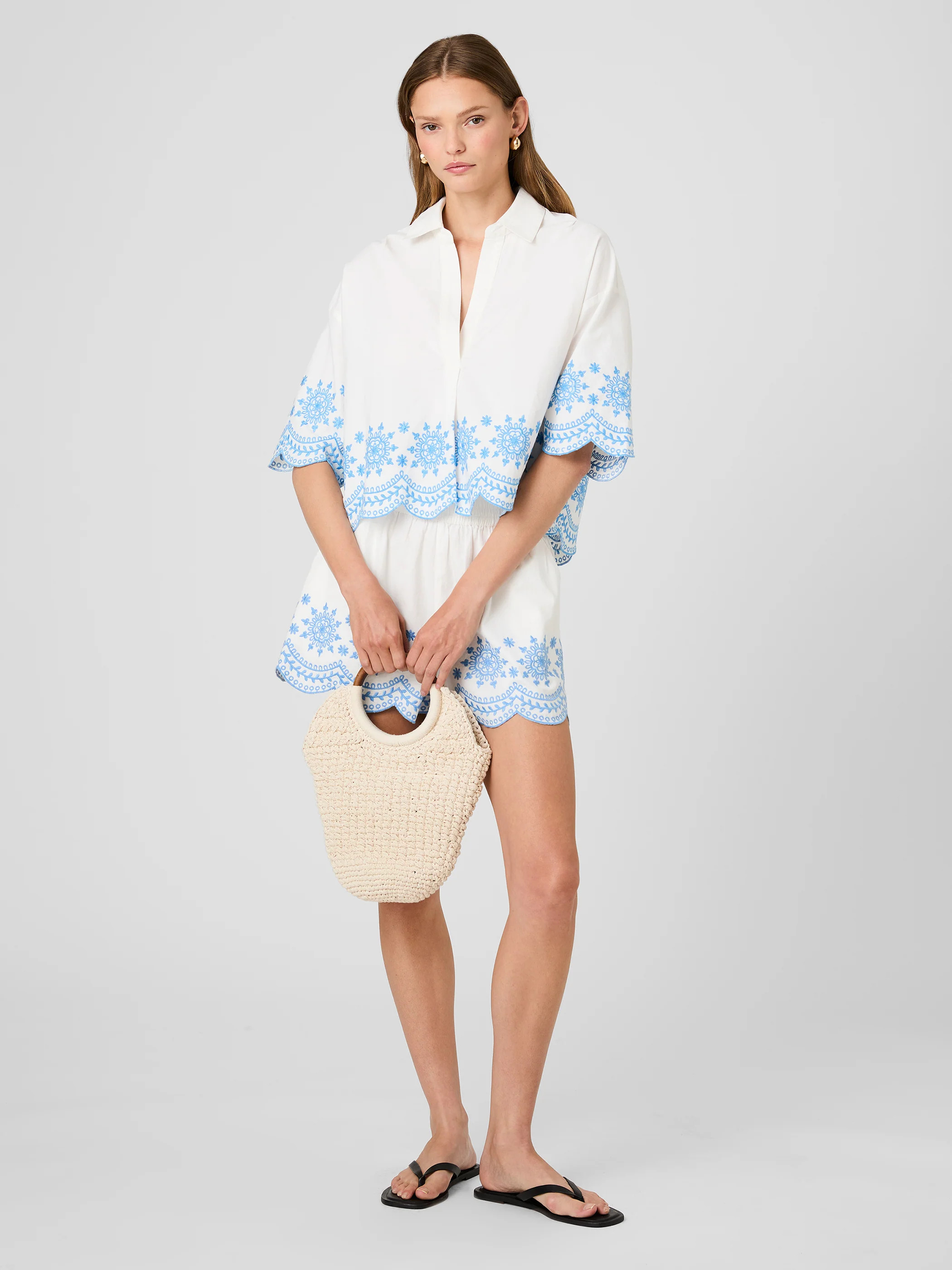 ALISSA COTTON EMBROIDERED POPOVER | French Connection (US)