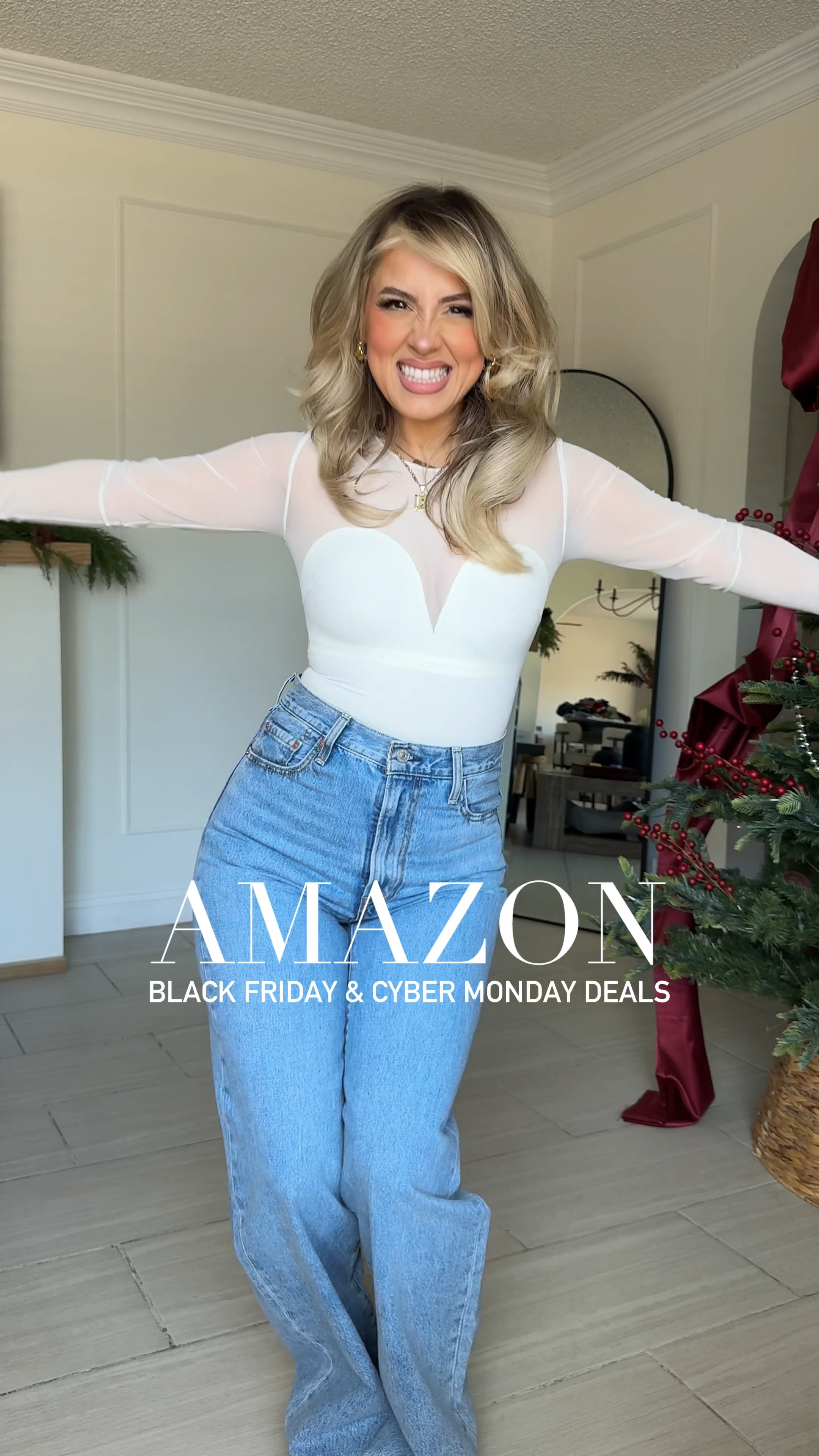 @amazon has Everything you need to slay the holidays ✨🙊 #FallFavorites2024
#amazonholiday #ad

✔️ I'm wearing SMALL IN ALL THE BODYSUITS AND DRESSES 
✔️black trousers are size small/long/thin. They run short so don't be afraid of going long. I'm 5'2
✔️28R in the Levi's | I also linked a pair from good American that are nearly identical

#LTKHoliday #LTKU #LTKCyberWeek