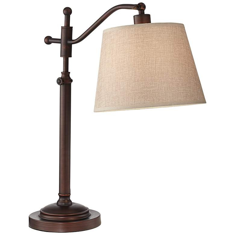 Regency Hill Adley Adjustable Height Bronze Downbridge Arm Desk Lamp | Lamps Plus
