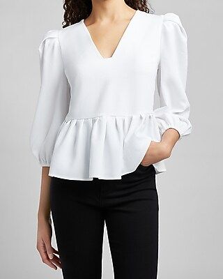 Puff Sleeve Peplum Top | Express