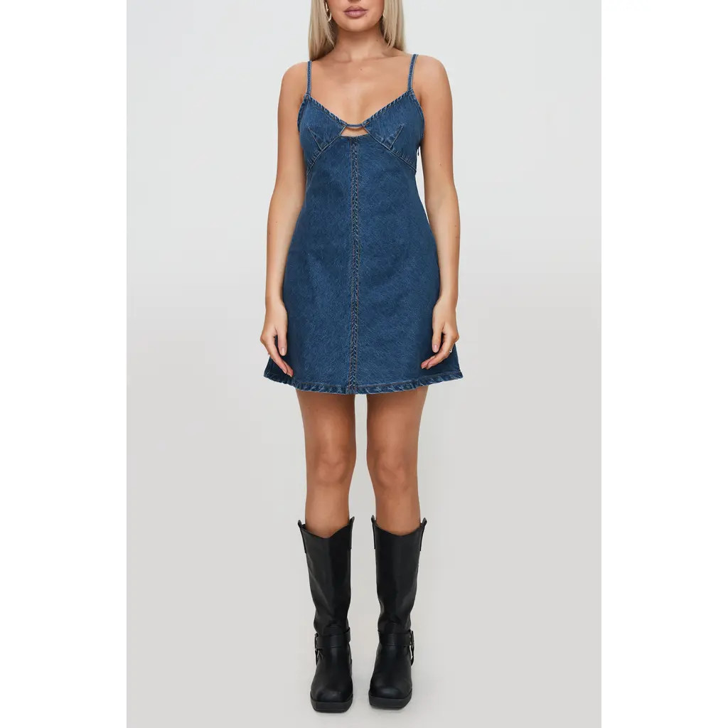 Princess Polly Arwen Sleeveless Denim Minidress in Blue at Nordstrom, Size 10 | Nordstrom