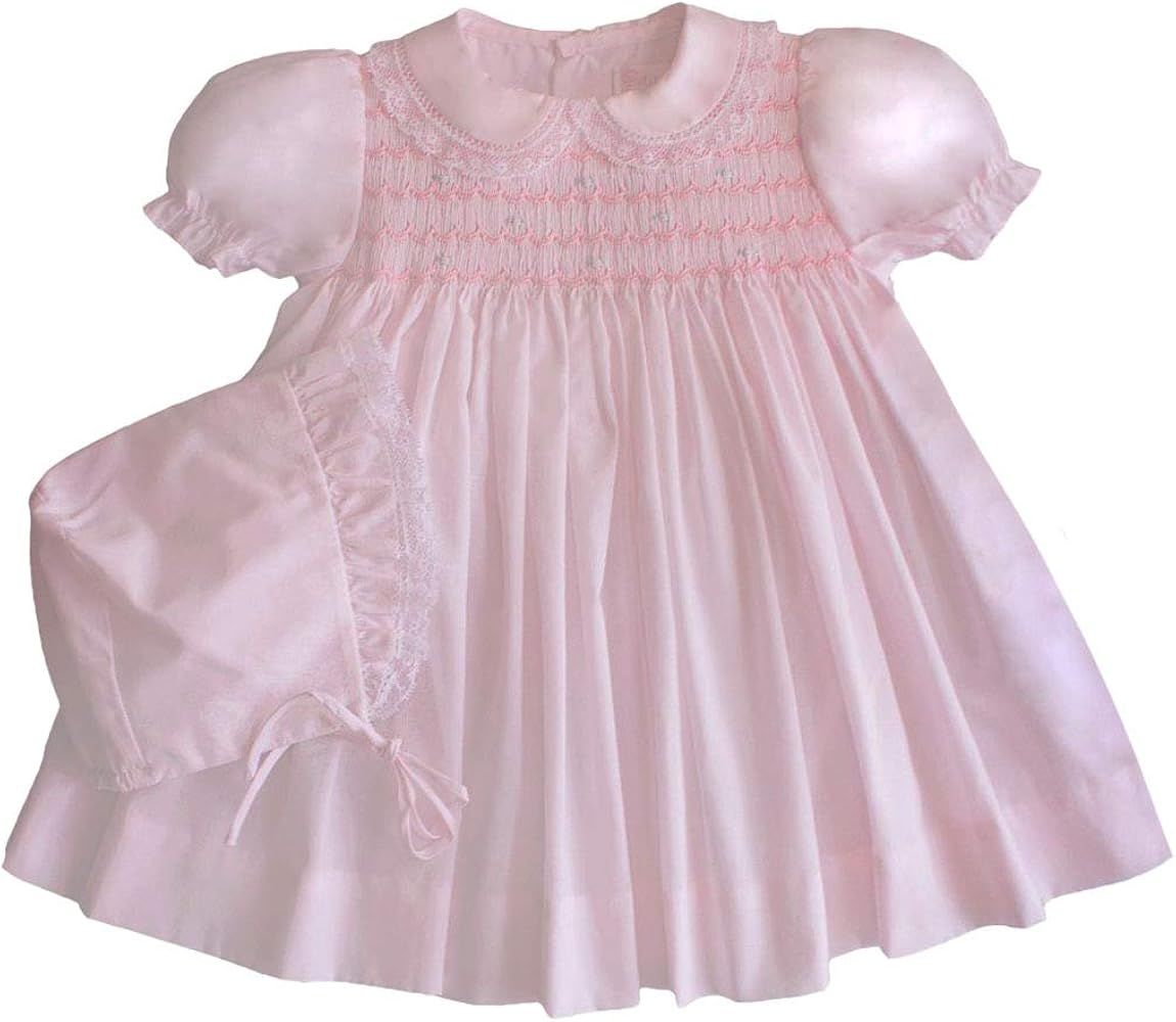 Baby Girls' Fully Smocked Dress with Lace Trim | Amazon (US)