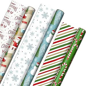 Hallmark Reversible Christmas Wrapping Paper (3 Rolls: 120 sq. ft. ttl) Rustic Santa, Papercraft ... | Amazon (US)