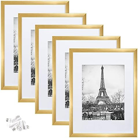 upsimples 12x16 Picture Frame Set of 5,Display Pictures 8.5x11 with Mat or 12x16 Without Mat,Wall Ga | Amazon (US)