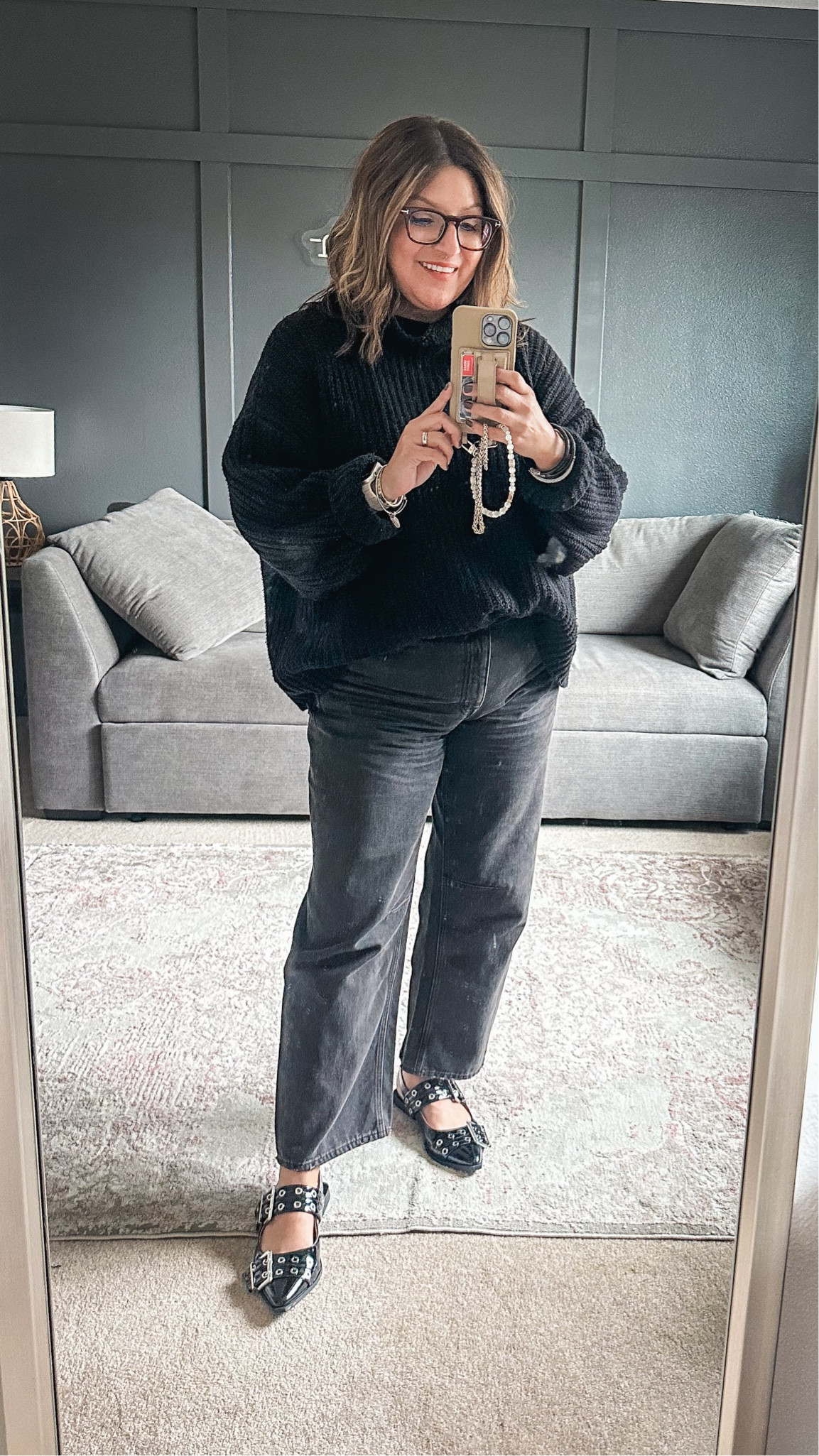 Free People turtleneck sweater (S), Madewell darted barrel leg jeans (30), Steve Madden flats  

#LTKOver40 #LTKStyleTip #LTKMidsize