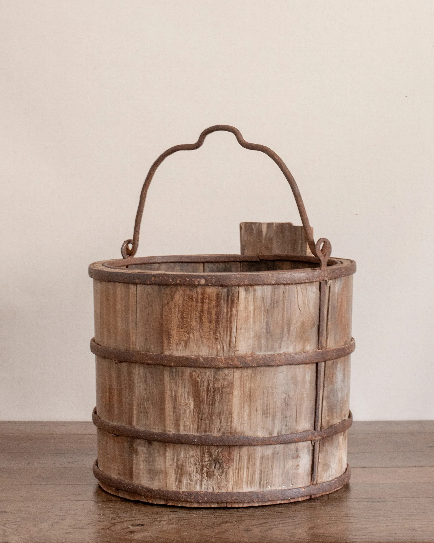 Antique Cypress Water Bucket | The Vintage Rug Shop