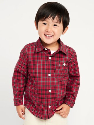 Long-Sleeve Plaid Poplin Pocket Shirt for Toddler Boys | Old Navy (US)