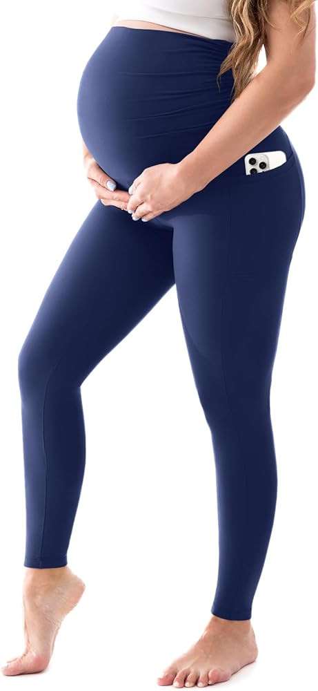 Walifrey Women's Maternity Leggings with Pockets Over The Belly,Pregnancy Yoga Pants Activewear W... | Amazon (US)