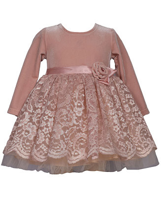Bonnie Jean Little and Toddler Girls Velvet to Lace Party Dress - Macy's | Macy's
