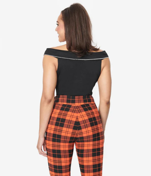 Unique Vintage Black & White Web Off the Shoulder Top | UniqueVintage