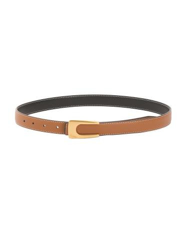 Leather Reversible Belt With Angular Asymmetrical Buckle | TJ Maxx