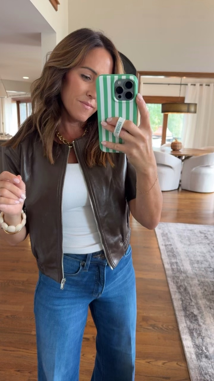 Style this short sleeve leather jacket with sneakers for a cool everyday look!

Short sleeve leather jacket. Chic, flattering and in 4 color ways 
Size small here. 

#LTKSeasonal #LTKOver40

#LTKmomlife #LTKOver40 #LTKootd