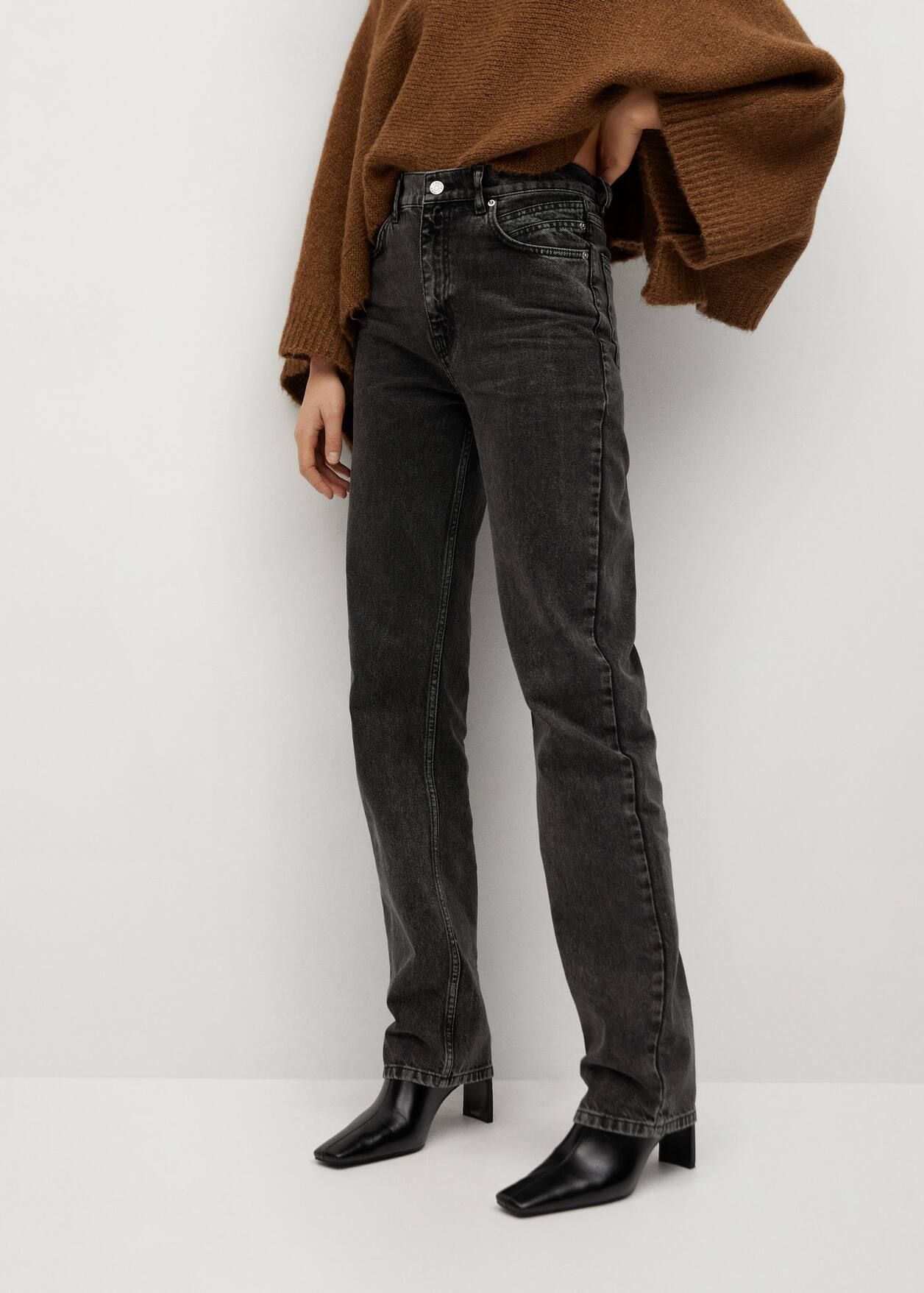 High waist straight jeans | MANGO (US)