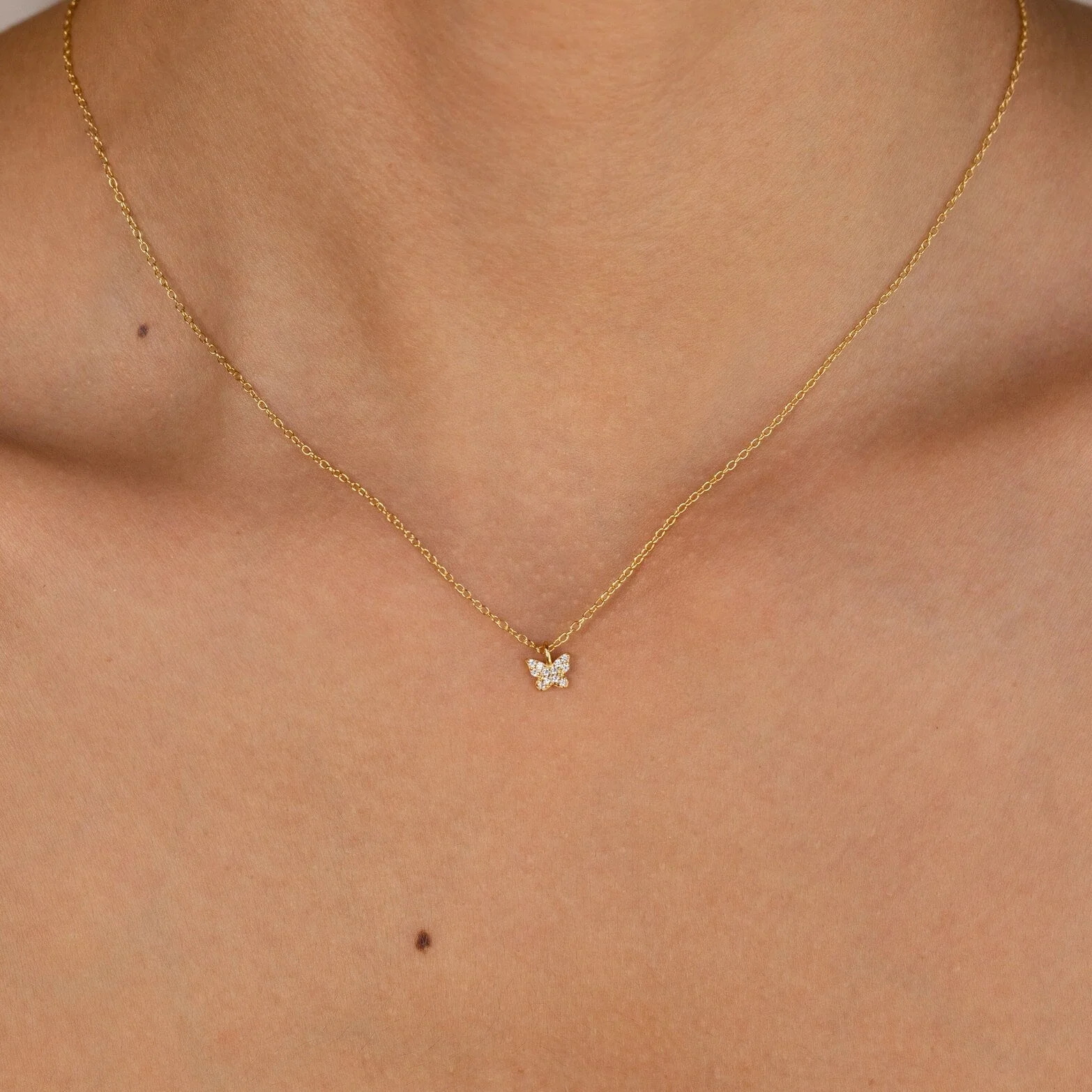 Mandy Pave Butterfly Necklace | Caitlyn Minimalist