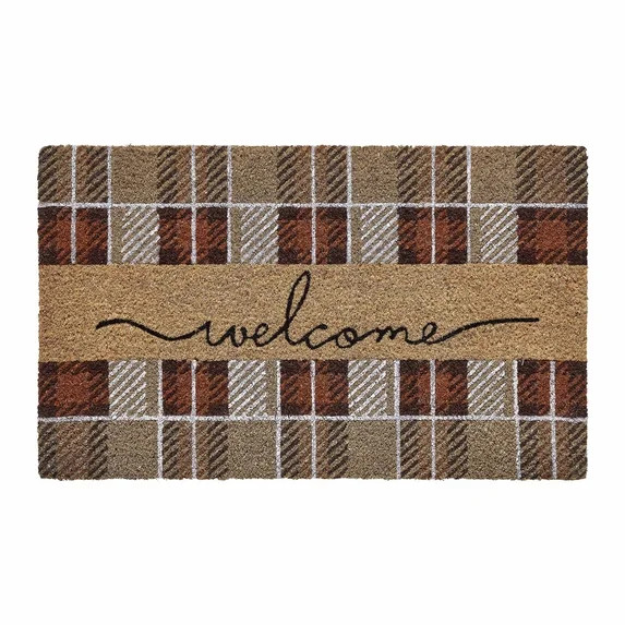 My Texas House Multicolor Welcome Harvest Plaid Outdoor Coir Doormat, 18" x 30" | Walmart (US)
