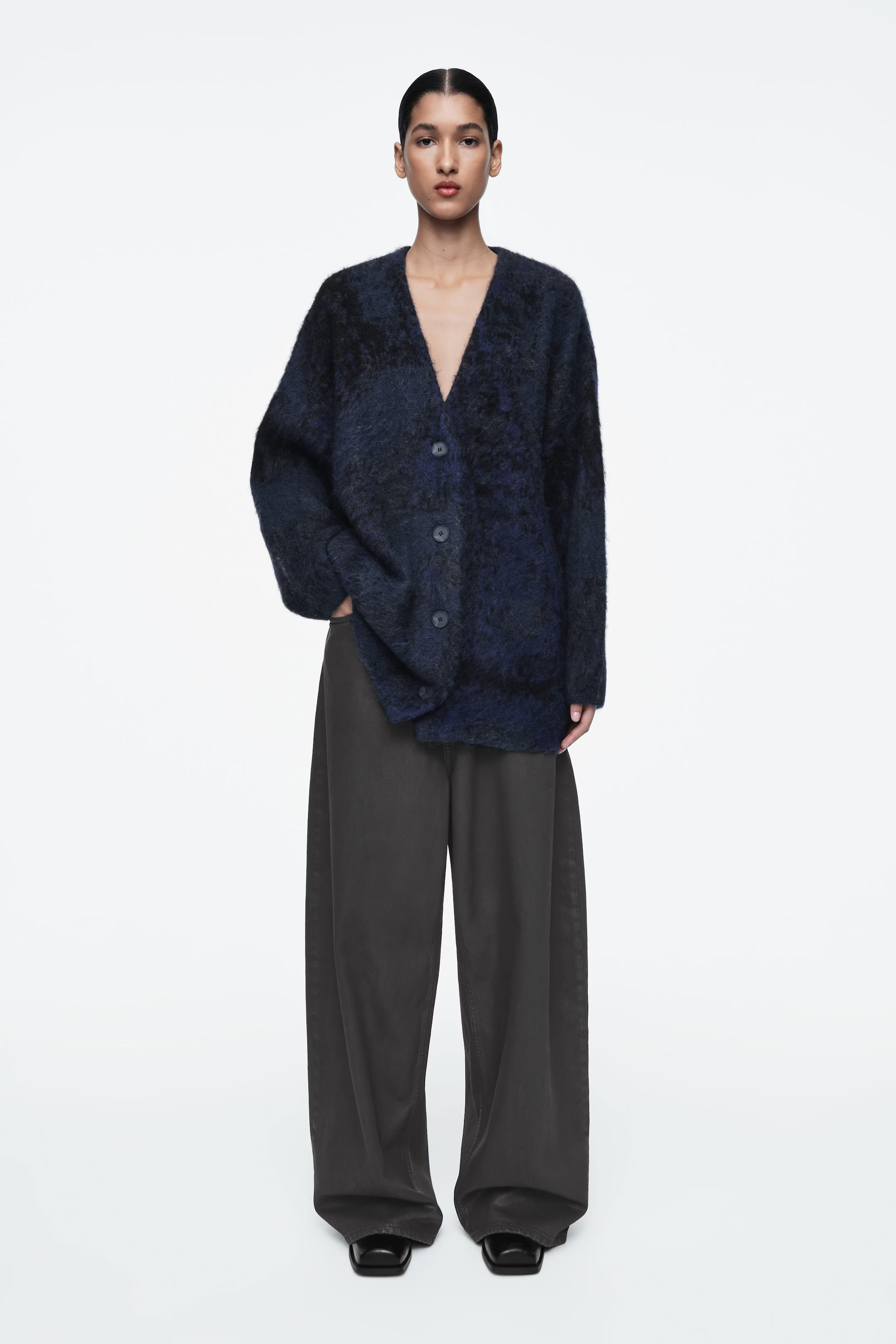 ALPACA-BLEND JACQUARD CARDIGAN - BLUE | COS (EU)