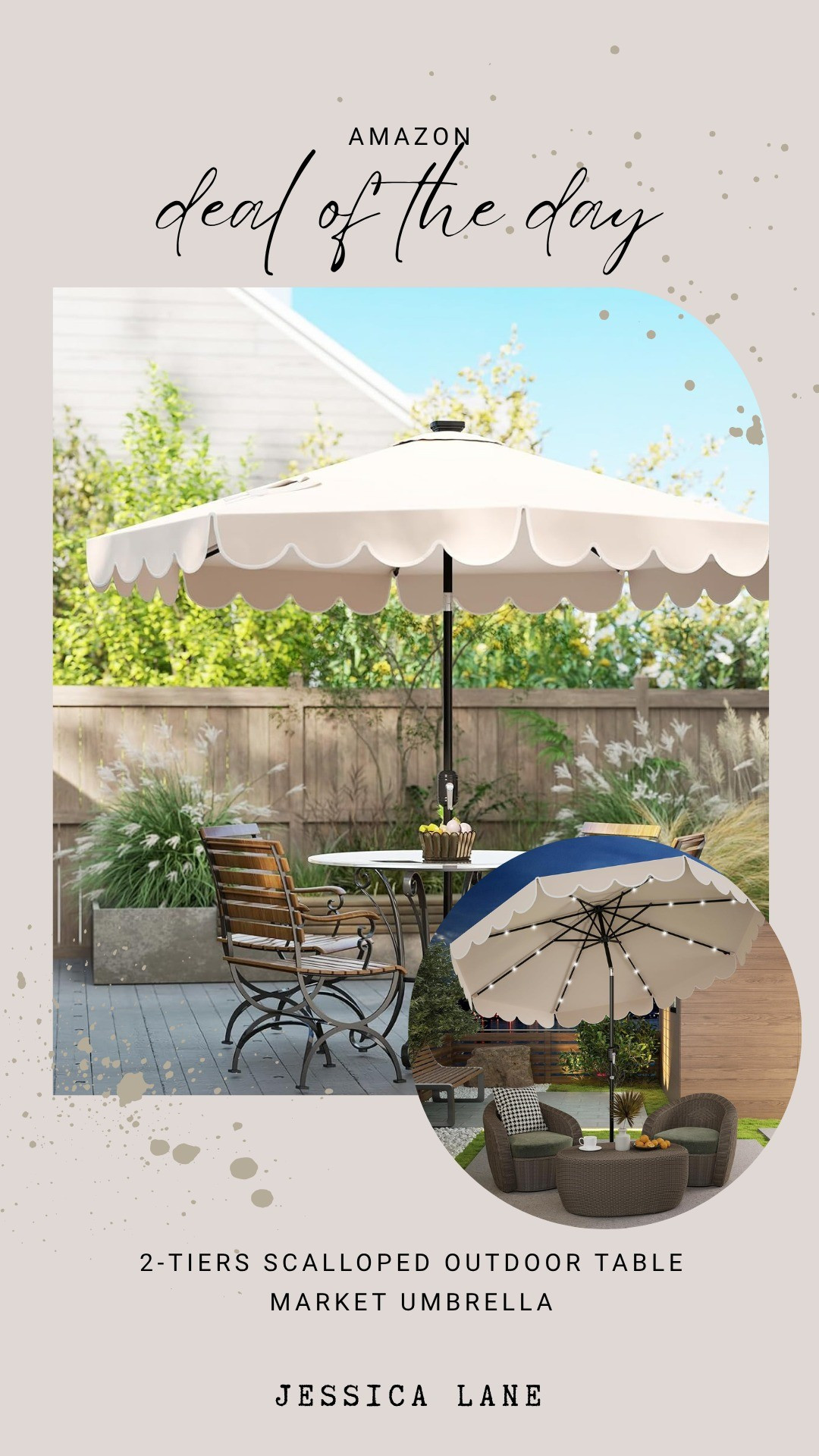 This 2-tier scalloped market umbrella is the perfect blend of style and function for your patio. It provides ample shade while adding a chic, vintage-inspired look to your outdoor dining area.#patiofurniture #amazonhome #outdoorstyle #summerready

#LTKSaleAlert #LTKHome #LTKSeasonal