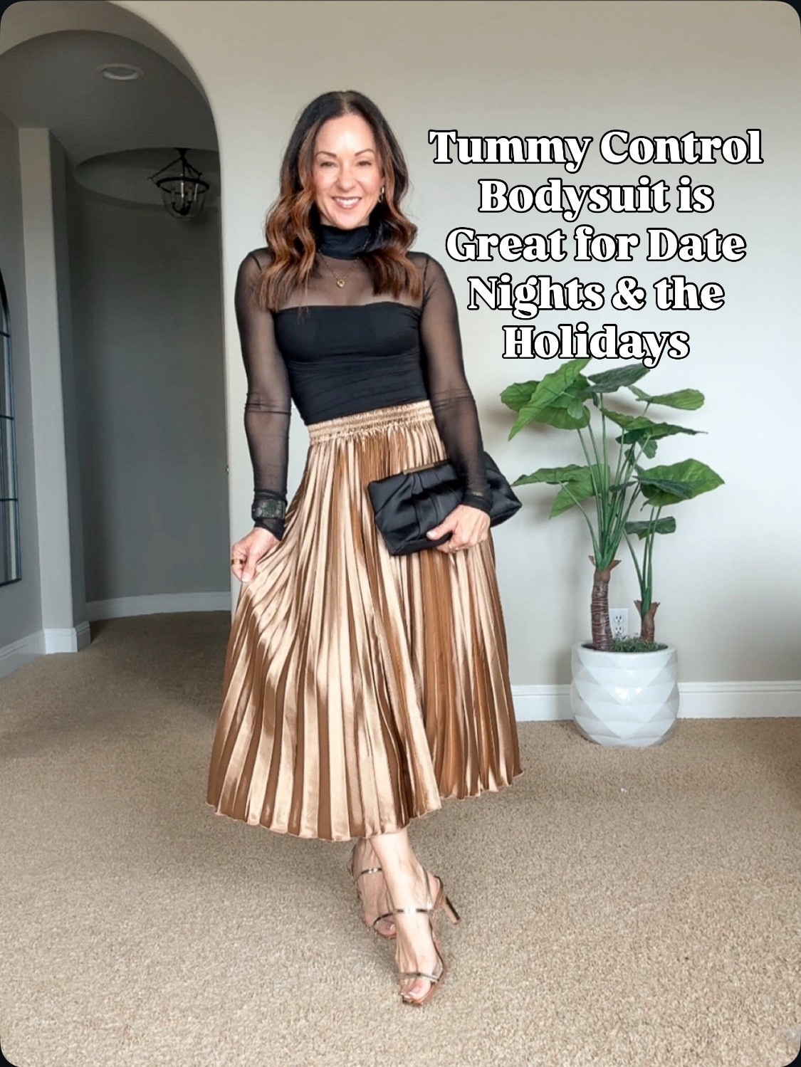 Cyber Monday Deals! Perfect for date nights or the holidays, this bodysuit has great tummy control. It looks amazing with a midi skirt. Pair with your favorite sandals. Wearing the smallest size in both. For ref: I'm 5'1", 109lbs #datenightready #holidayoutfit

#LTKCyberWeek #LTKOver40 #LTKSaleAlert