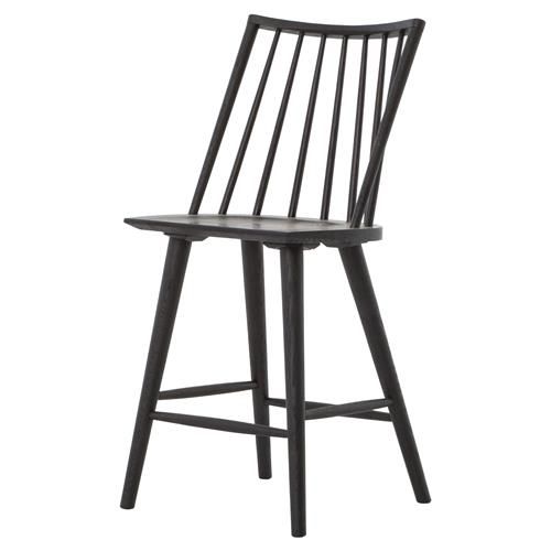 Lara French Country Black Oak Wood Windsor Counter Stool | Kathy Kuo Home