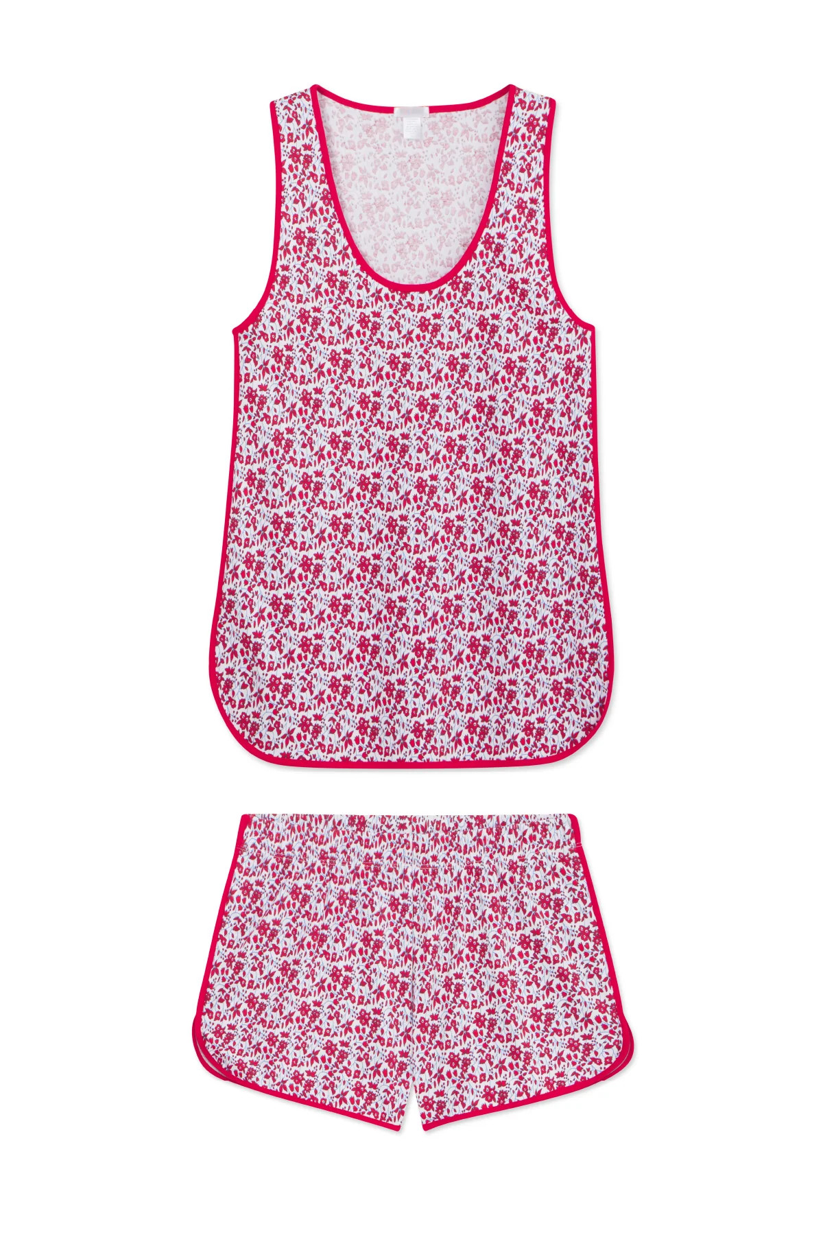 Pima Tank-Short Set in Cardinal Garden Floral | Lake Pajamas