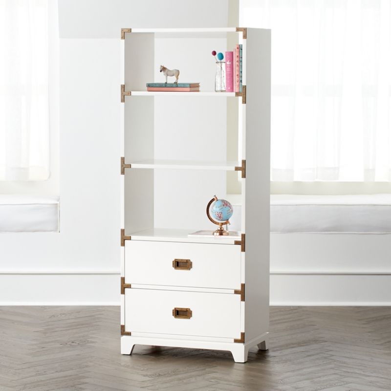 White Campaign Bookcase + Reviews | Crate and Barrel | Crate & Barrel
