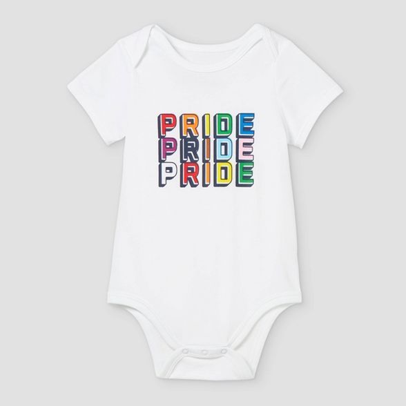 Pride Gender Inclusive 'Pride Pride Pride' Baby Bodysuit - White | Target