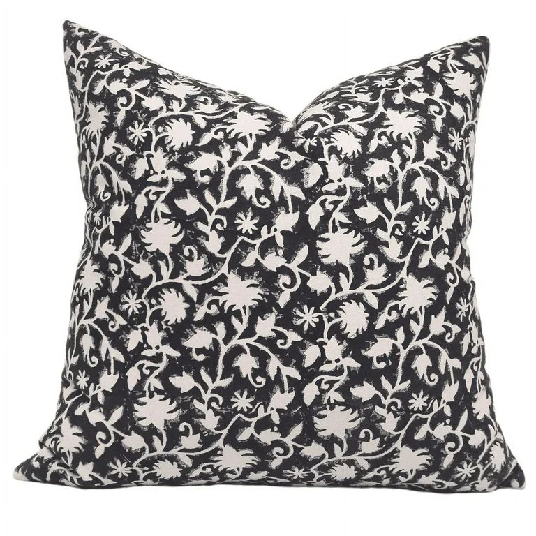 Fabdivine Block Print Throw Pillow Cover, 20x20 Inch Duck Canvas Decorative Cushion Cover, Floral... | Walmart (US)