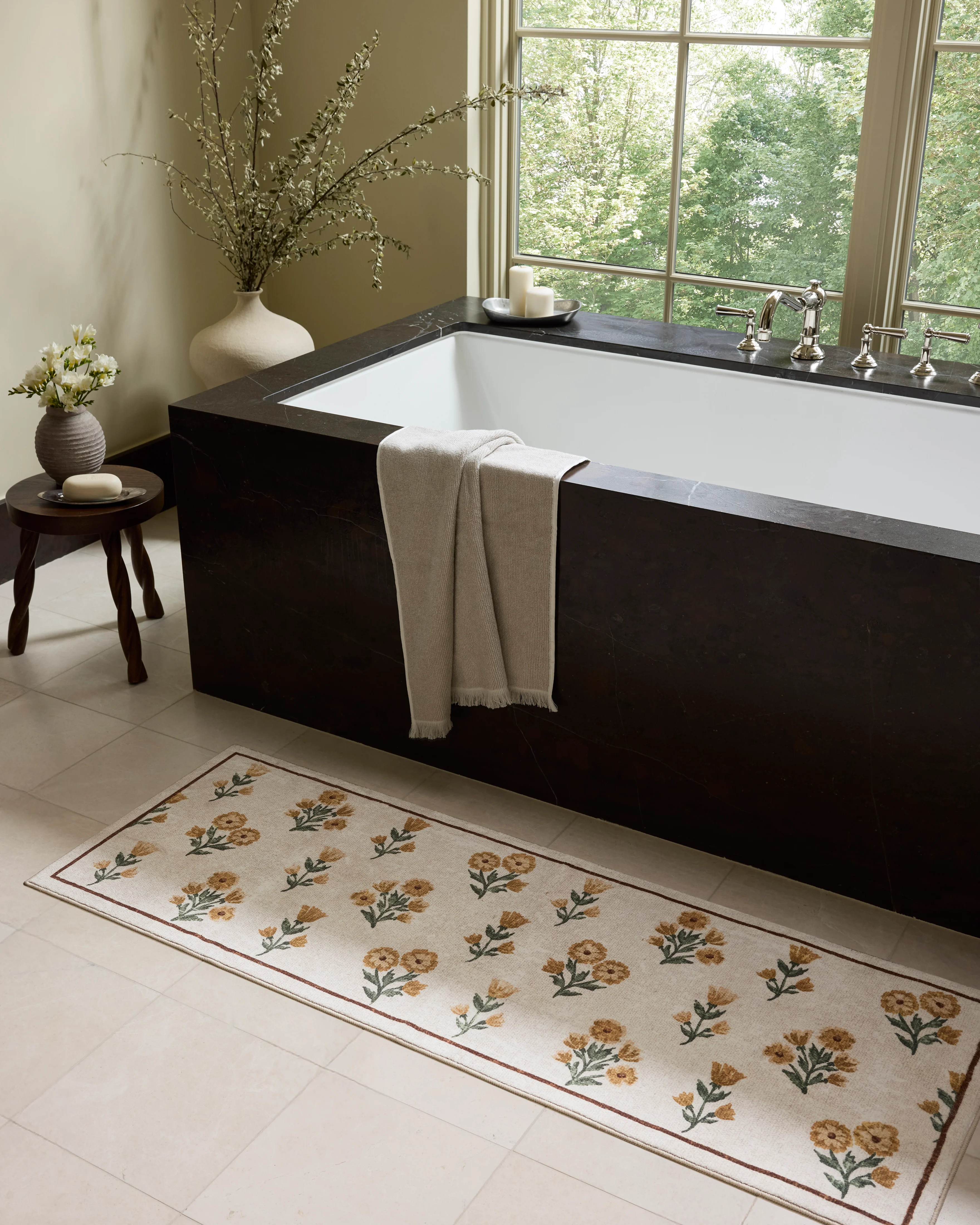 Chris Loves Julia x Loloi-Clove Bath Mat-CLO-02-Ivory, Wheat | Rugs Direct